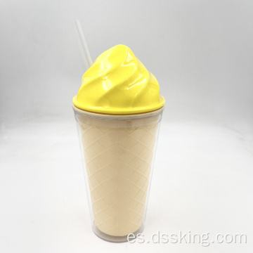 Productos de venta en caliente Al por mayor 16 oz reutilizable Doble de doble pared personalizado Cazón de plástico para beber helado con tapa